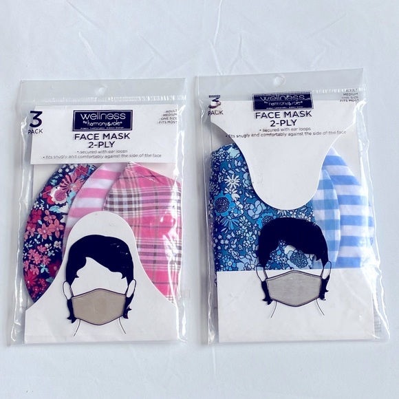 Wellness Adult Fabric Face Masks, Reusable. Lot of 6. NWT - Picture 1 of 8